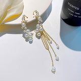 925 Silver Post Pearl Fringe Asymmetric Earrings – Holiday Gift Ideas — 4