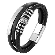 Stainless Steel Leather Bracelet Men Hand Woven – Jewelry Gift Ideas — 5