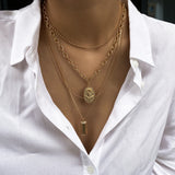 Embossed Rose Set Double Tag Round Bead Necklace – Jewelry Gift Ideas — 2