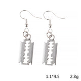 Razor Antique Silver Blade Pendant Earrings – Jewelry Gift Ideas — 3