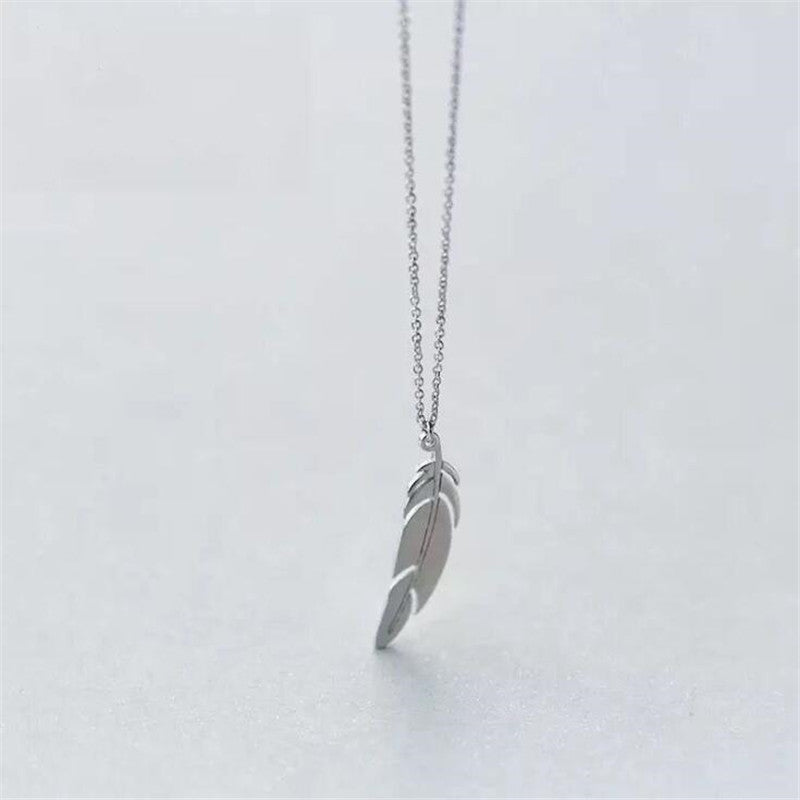 S925 Sterling Silver Necklace Glossy Feather – Jewelry Gift Ideas — 1