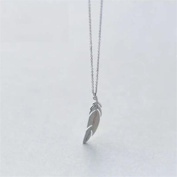S925 Sterling Silver Necklace Glossy Feather – Jewelry Gift Ideas — 1