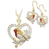 Magpie Bird Pendant Necklace Earrings Set – Jewelry Gift Ideas — 1