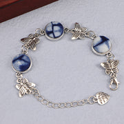 Ethnic Blue Dyed Tie-dye Bracelet Hand-stitched – Jewelry Gift Ideas — 18
