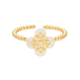 Women's White Butterfly Shell Gold Ring – Gifts for Her — 5