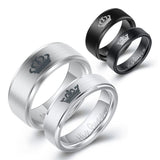 Her King His Queen Titanium Steel Couple Ring – Gifts for Couples — 1