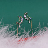 Moon Stud Temperament Long Crystal Zircon Earrings – Birthday Gifts — 4
