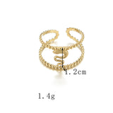 French Niche Design Double Line Pattern Opening Ring – Everyday Gifts — 3