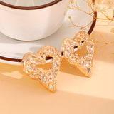 Pleated Lava Hollow Heart-shaped Earrings – Gifts for Couples — 6