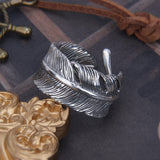 S925 Sterling Silver Feather Ring Creative Personality – Stylish Gifts — 1