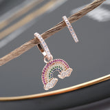 Rainbow Cloud Earrings Women Micro Zircon Asymmetrical – Gifts for Her — 2