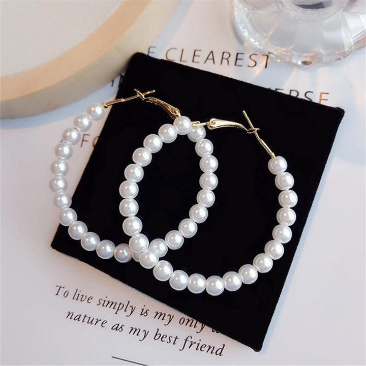 Pearl large circle earrings – Stylish Gifts — 1