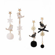 Cute Black and White Cat Personality Earrings – Gifts for Kids — 1