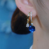 Blue Cube Sugar Crystal Earrings Temperament Ear Clip – Surprise Gifts — 6