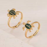 Two Cute Turtles Stacked Ring Plated 14K Gold Design – Everyday Gifts — 8