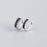 Women's Inlaid Cubic Zirconia Sterling Silver Stud – Gifts for Her — 15