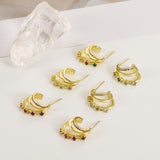 Fashion Three Rings Multilayer Diamond Earrings – Stylish Gifts — 2
