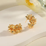 Golden Flowers C- Shaped Earrings New Retro Temperament – Useful Gifts — 6