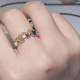 S925 Silver Topaz Moon Elongated Energy Stone Ring – Gifts for Her — 3