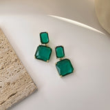 Retro Dark Green Earrings Korean Style Temperament – Stylish Gifts — 6