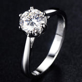 Women's Sterling Silver Ring Inlaid One Carat – Gifts for Her — 2