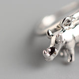 S925 Silver Geometric Animal Stereo Rhinoceros – Holiday Gift Ideas — 4
