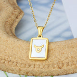 Stainless Steel Square Shell Zodiac Necklace – Jewelry Gift Ideas — 8