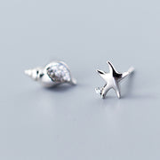 S925 Silver Conch Asymmetric Starfish Earrings – Thoughtful Gifts — 5