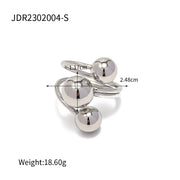 Spherical Personality Ring Female Gold Steel Size Ball – Gifts for Her — 14