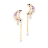 Moon Stud Temperament Long Crystal Zircon Earrings – Birthday Gifts — 5