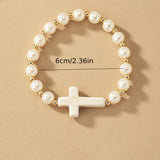 Bracelet Natural Stone Cross Pearl – Jewelry Gift Ideas — 6