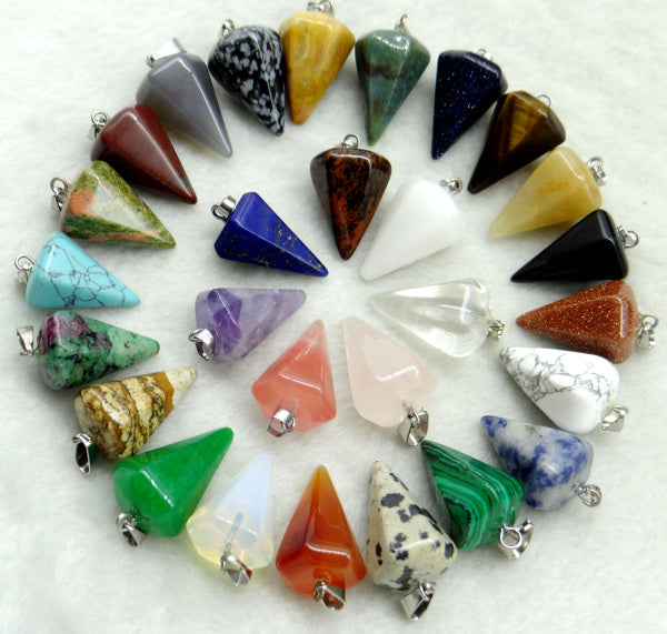 Natural Stone Agate Hexagonal Cone Pendant – Jewelry Gift Ideas — 1