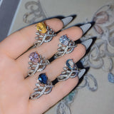 Vintage Colored Gemstone Pear Drop Ring – Surprise Gifts — 1