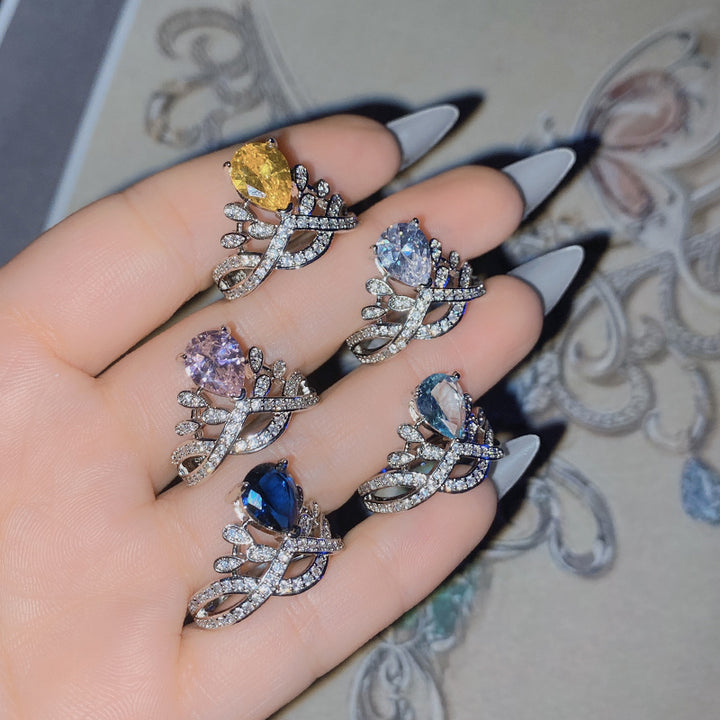 Vintage Colored Gemstone Pear Drop Ring – Surprise Gifts — 1