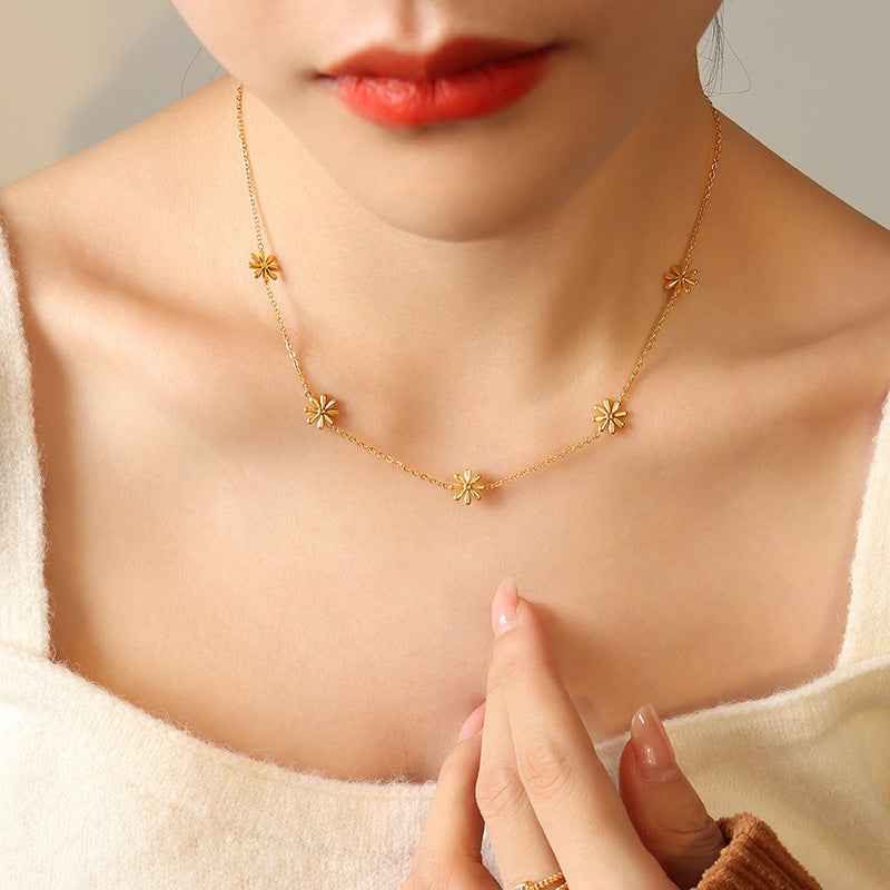 Titanium Steel Gold Plated Necklace Colorless – Jewelry Gift Ideas — 1
