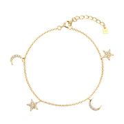 Star Moon Sterling Silver Women's Bracelet – Jewelry Gift Ideas — 6
