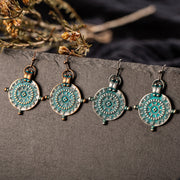 Vintage Roulette Shaped Carved Pendant Earrings – Jewelry Gift Ideas — 1