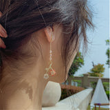 Women's Heart Long Cross Design Flower Earrings – Gifts for Her — 6