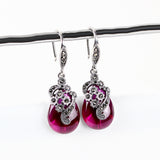 Vintage Thai Silver Earrings Female Green Agate – Gifts for Her — 8
