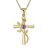 Rose Cross Necklace With Rhinestone Fashion – Jewelry Gift Ideas — 4
