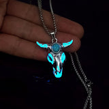Men's Turquoise Gemstone Bull Head Luminous – Jewelry Gift Ideas — 4