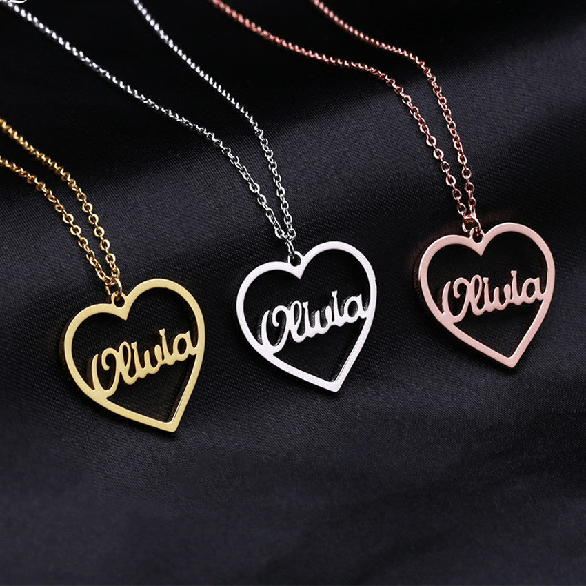 Personalized Custom Heart Pendant Letter Necklace – Jewelry Gift Ideas — 1