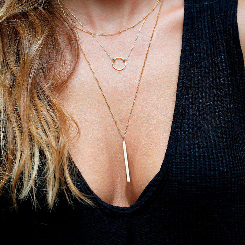 Stainless Steel Geometric Round Stack Necklace – Jewelry Gift Ideas — 1