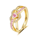 Pink Loving Heart Zircon Ring Women's High Sense – Jewelry Gift Ideas — 3