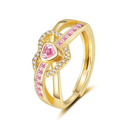 Pink Loving Heart Zircon Ring Women's High Sense – Jewelry Gift Ideas — 3