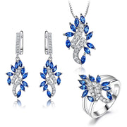 Sapphire Leaf Set With Diamond Pendant Earrings – Jewelry Gift Ideas — 5