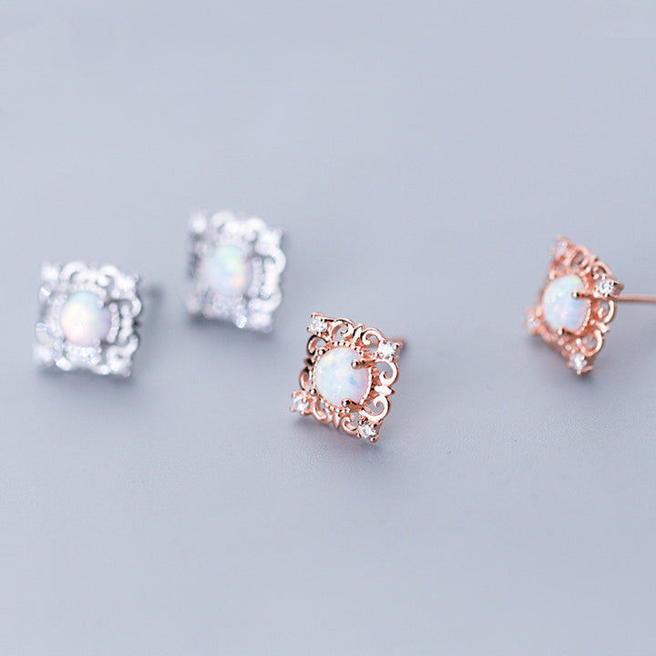 Ladies S925 Silver Diamond Pattern Square – Special Occasion Gifts — 1