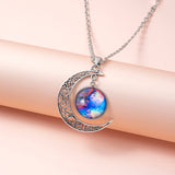 Galaxy Planet Star Glass Necklace Silver Hollow – Jewelry Gift Ideas — 7