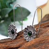 Ancient Silver Lotus Emerald Earrings – Everyday Gifts — 2