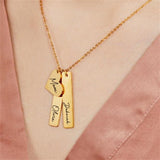 Laser Name Heart Rectangle Pendant Necklace – Jewelry Gift Ideas — 3